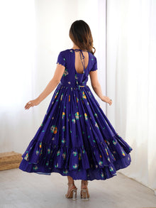 Indigo Majestic Floral Frill Kurti💟