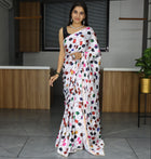 Pure Japan Satin Sarees With Pearl Lace