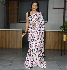 Pure Japan Satin Sarees With Pearl Lace