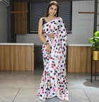 Pure Japan Satin Sarees With Pearl Lace