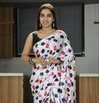 Pure Japan Satin Sarees With Pearl Lace