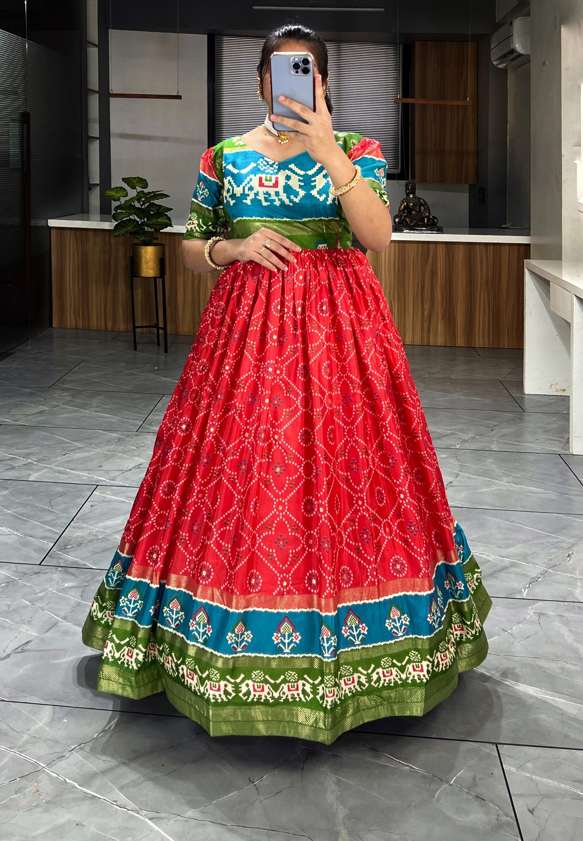 Soft Silk Bandhani Print Gowns with Foil Print 👜