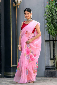 Pure Peach Orgenza Saree🍃