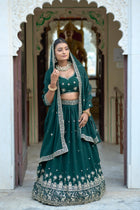 Stunning Green Embroidery Gorgette Lehenga 👜✨