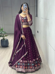 Wine Embroidery Lehenga 👜✨