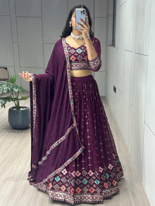 Wine Embroidery Lehenga 👜✨