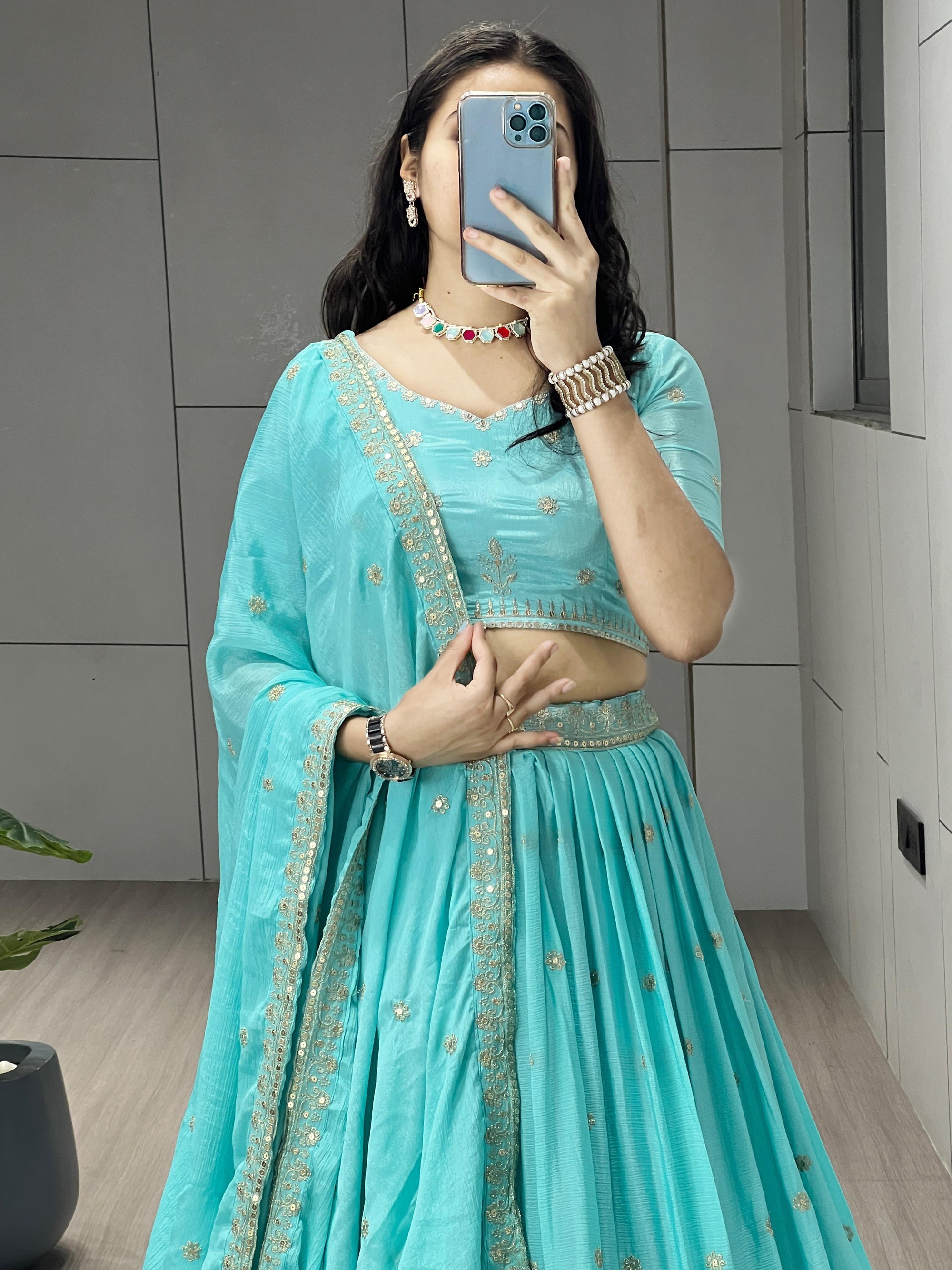 Sky Embroidered Lehenga ✨👜