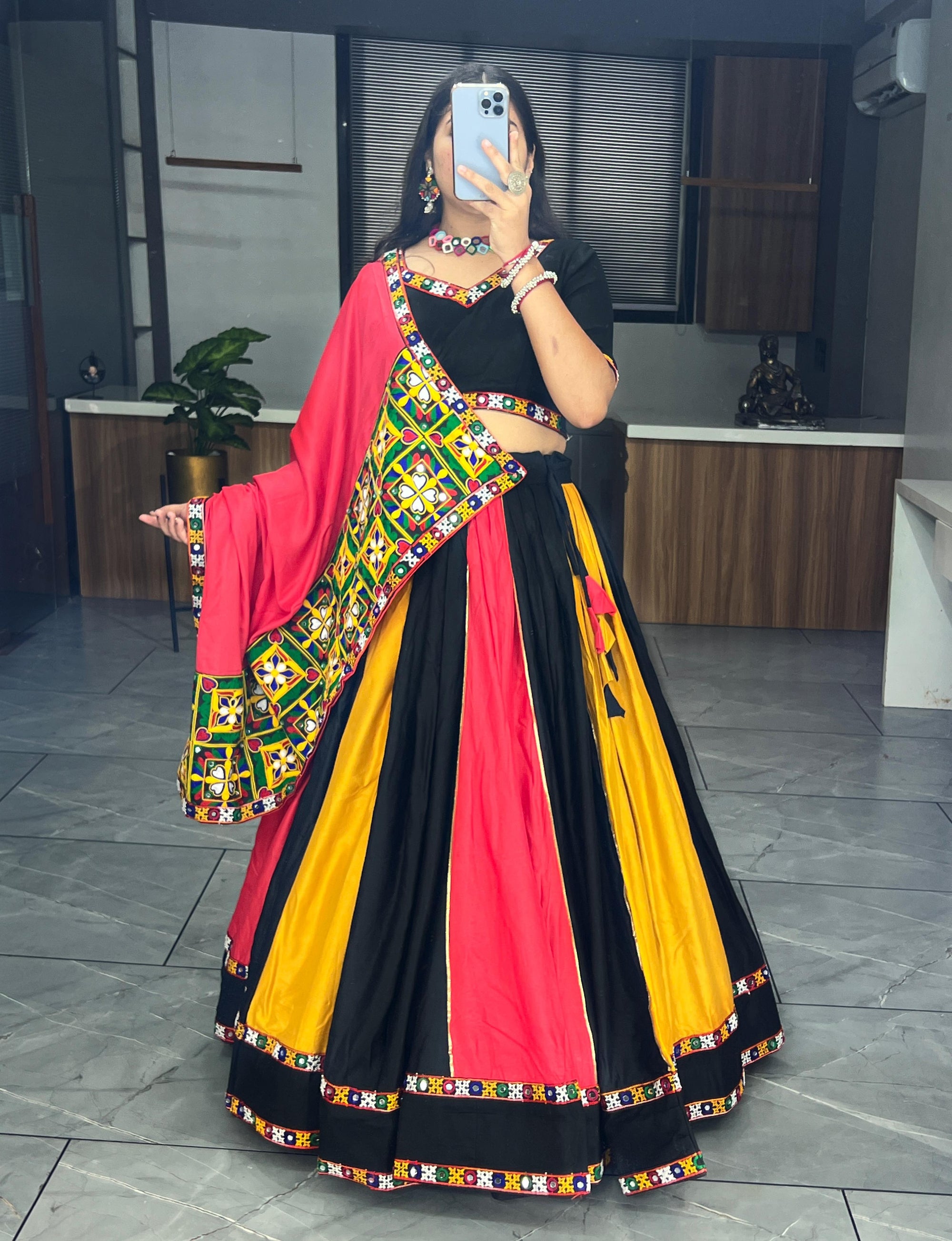 Traditional Chaniya Choli With Beautiful Butterfly Mono Net & Satin Silk