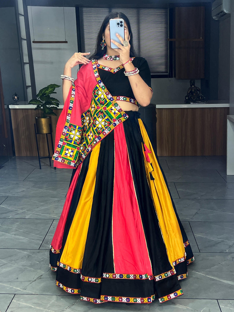 Traditional Chaniya Choli With Beautiful Butterfly Mono Net & Satin Silk