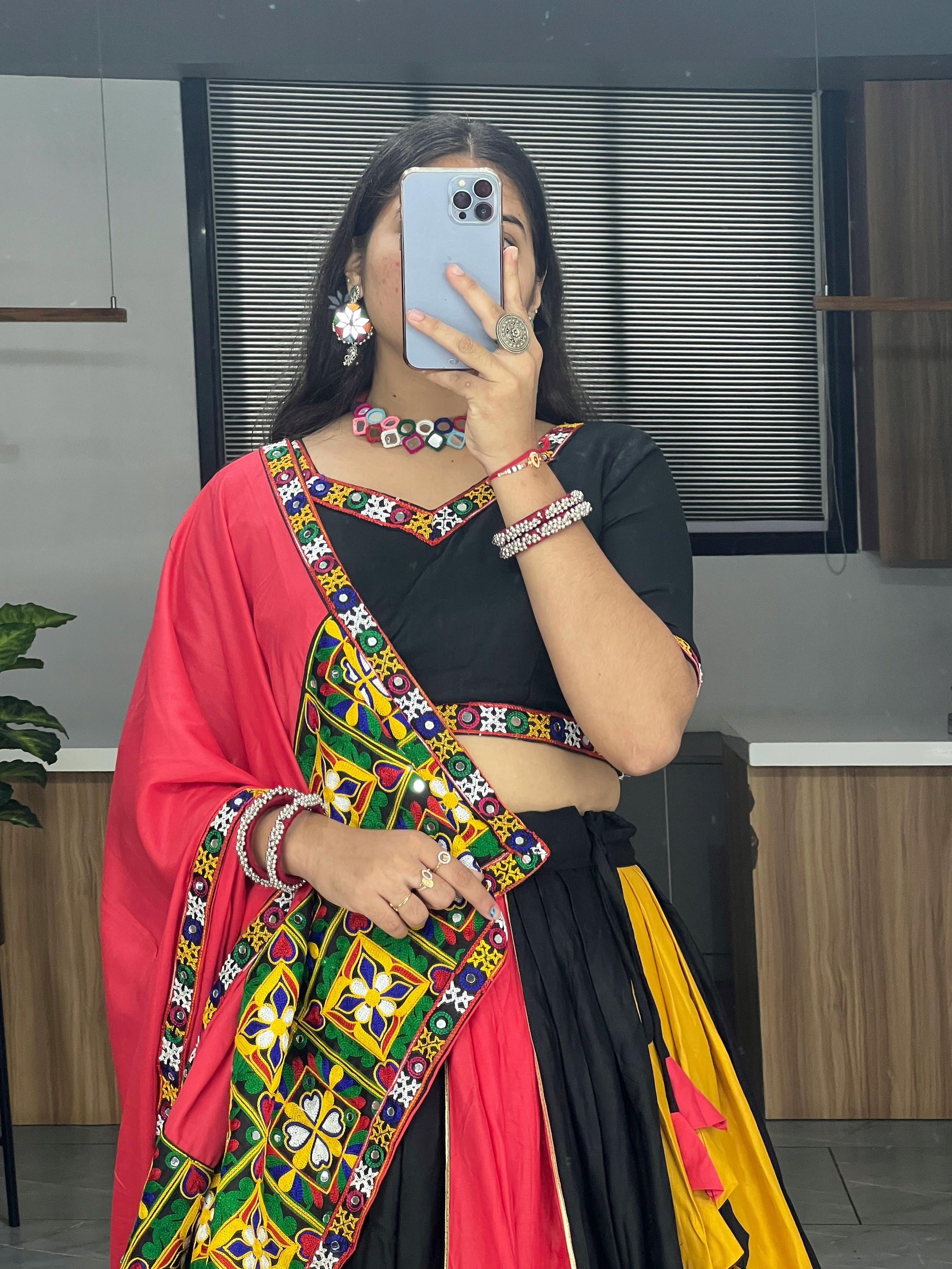 Traditional Chaniya Choli With Beautiful Butterfly Mono Net & Satin Silk