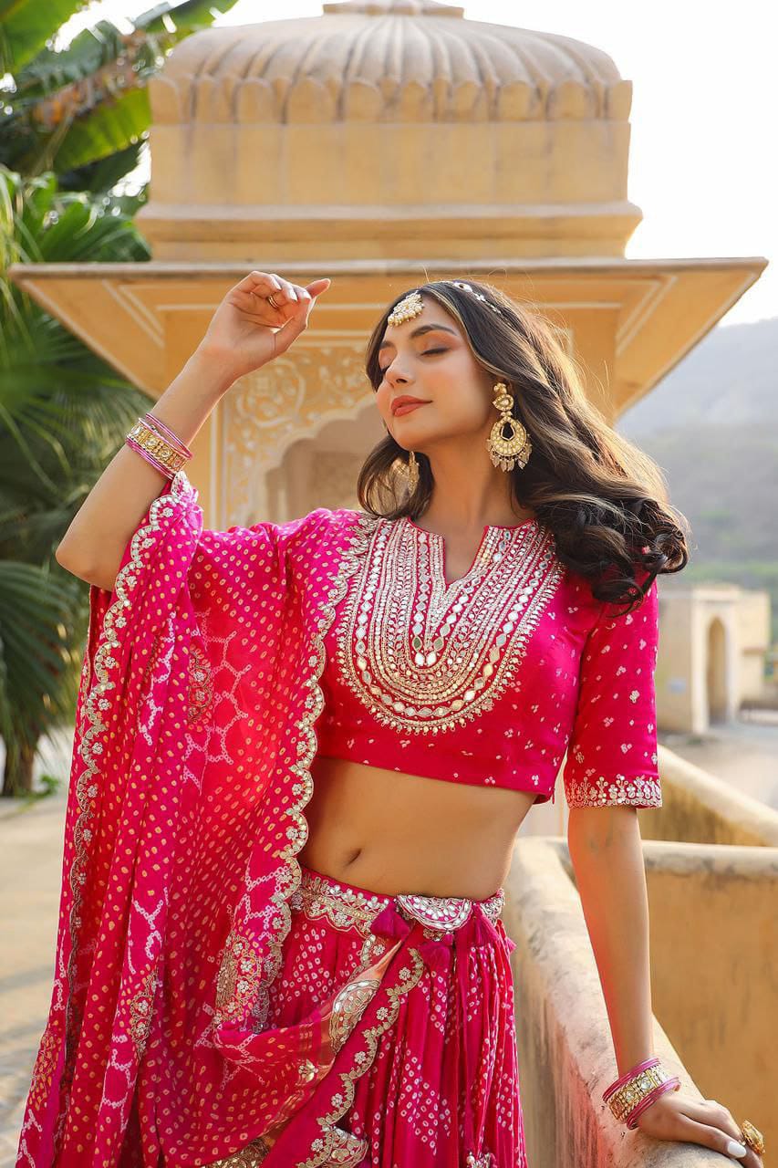 Embroidery Work With Digital Print Lehenga Choli ♀️