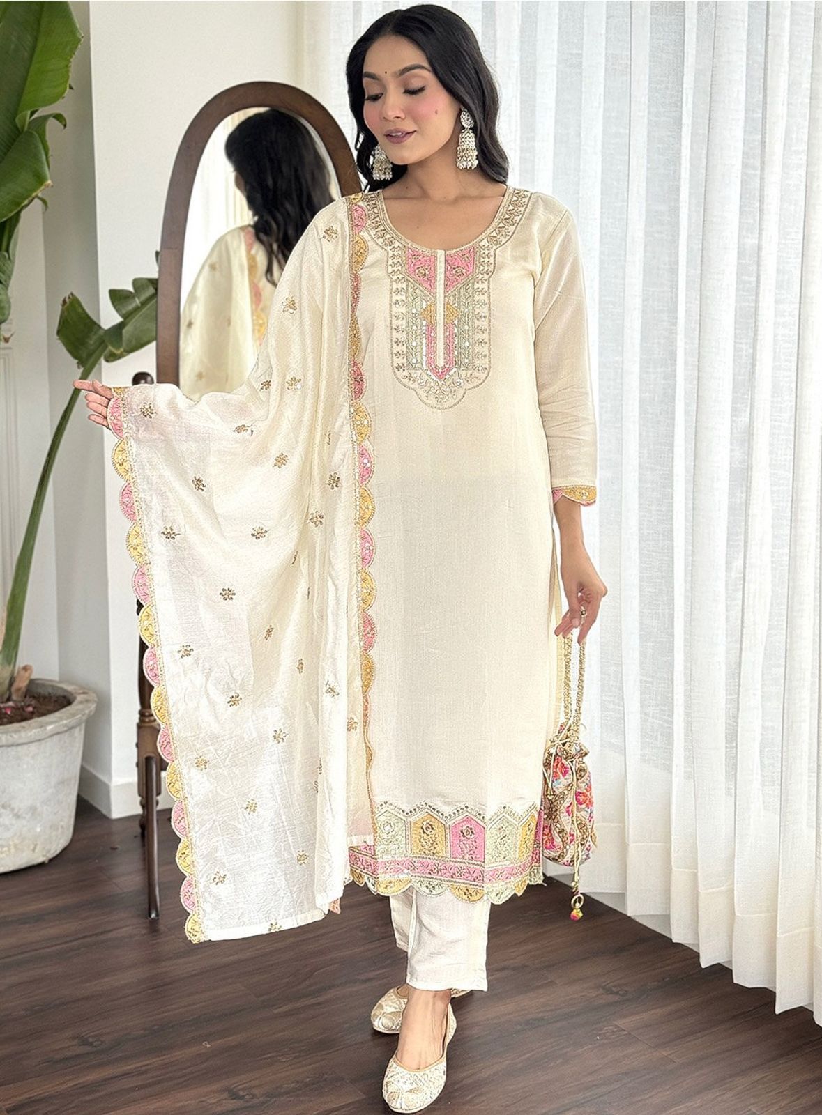 Heavy Roman Silk Beautiful Suit Set and Duppta