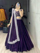 Deep Purple Premium Fandy Silk Lehenga Sets