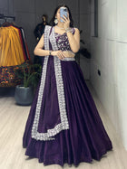 Deep Purple Premium Fandy Silk Lehenga Sets