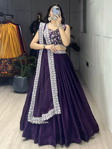 Deep Purple Premium Fandy Silk Lehenga Sets