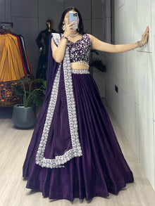Deep Purple Premium Fandy Silk Lehenga Sets