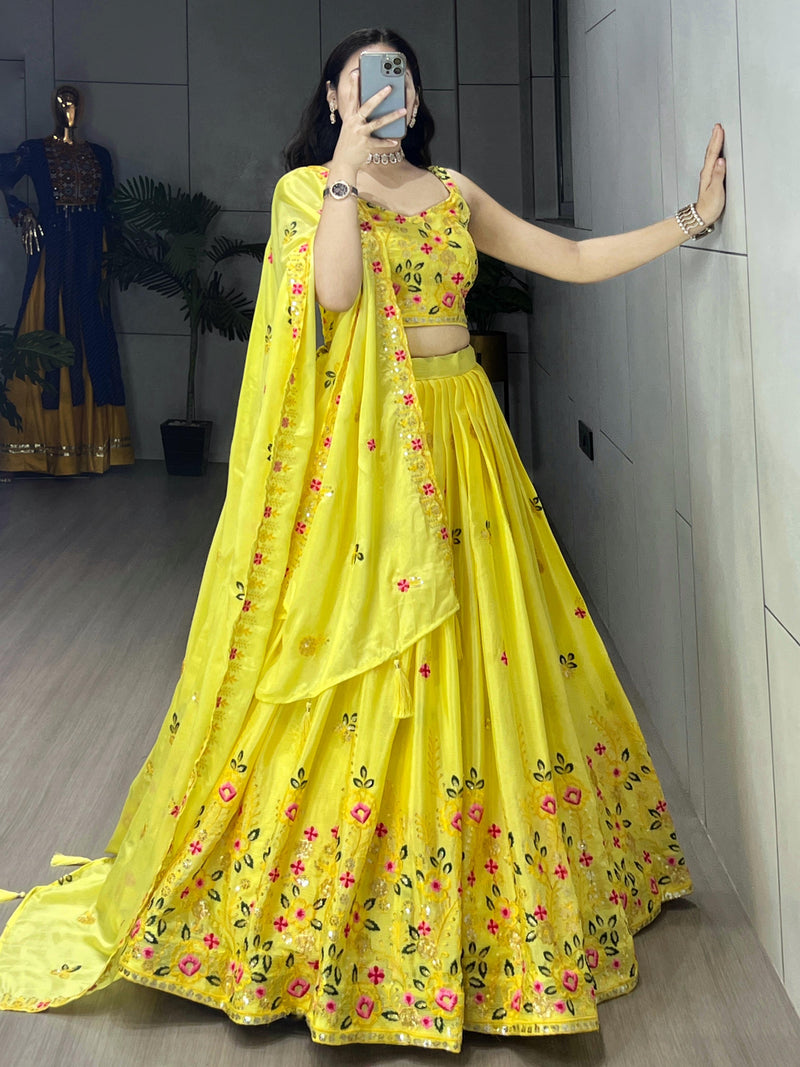 Designer Yellow Embroidery Lehenga With tradition and modernity