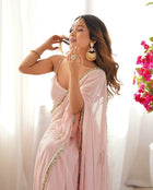 Georgette Saree With Katdana Handwork Butta Work & Readyment Lace