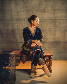 HEAVY VELVET TOP WITH BEAUTIFUL EMBROIDERED &  HEAVY VELVET PLAZZO