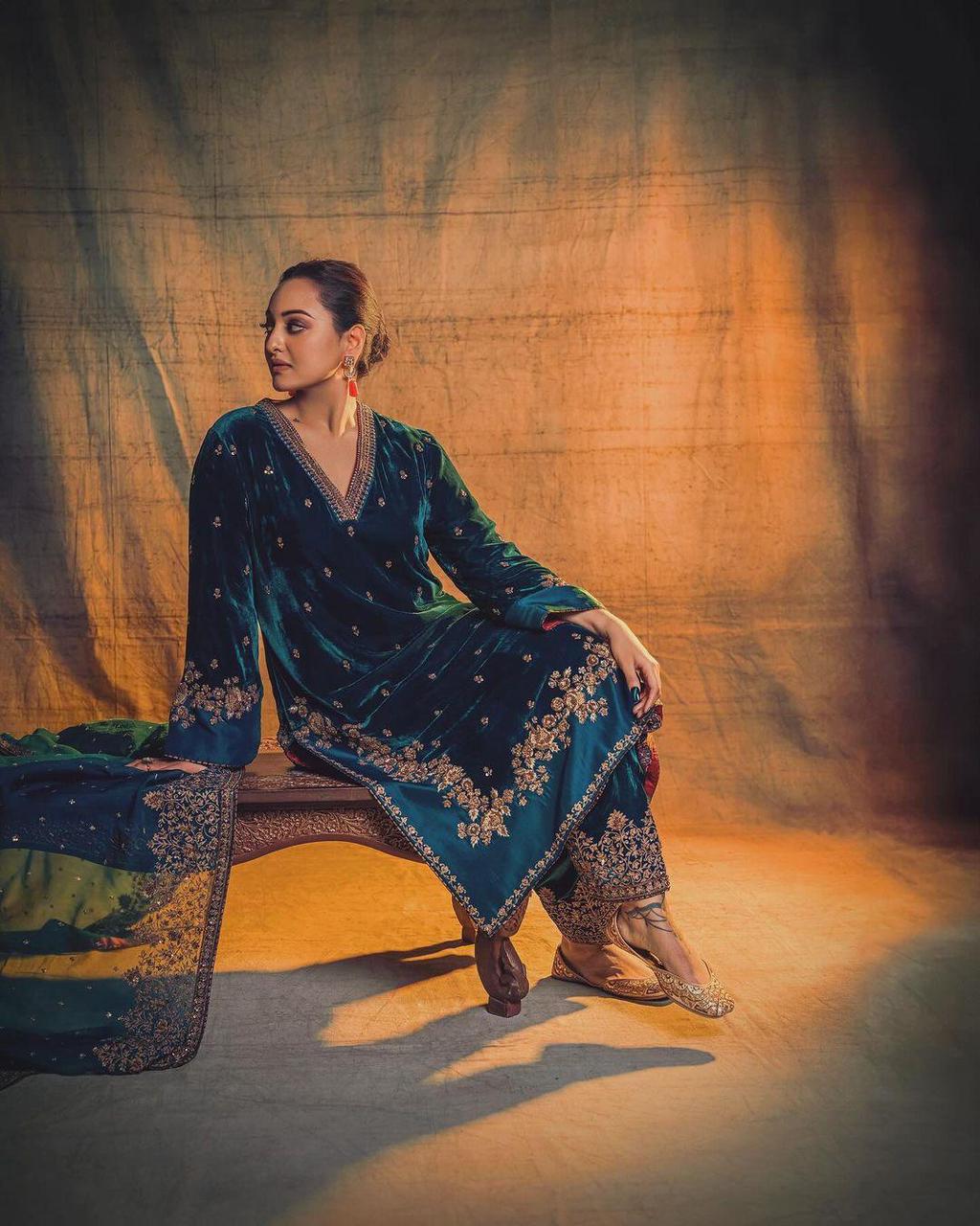 HEAVY VELVET TOP WITH BEAUTIFUL EMBROIDERED &  HEAVY VELVET PLAZZO