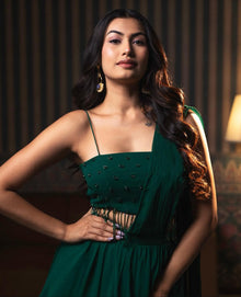 Georgette saree with cutdana detailing a blend of ease and elegance