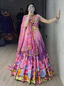 Printed Lehenga With Floral and Geometric combination which looks vibrant and Showcase beauty of a woman