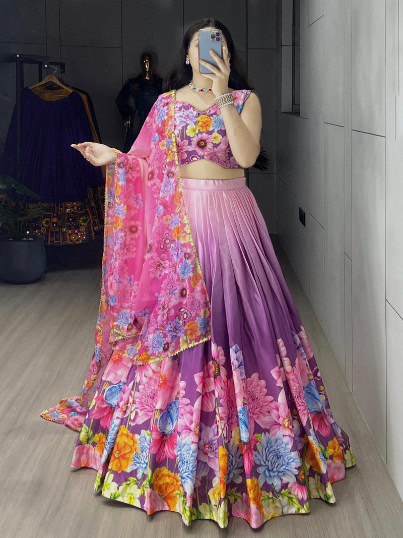 Printed Lehenga With Floral and Geometric combination which looks vibrant and Showcase beauty of a woman