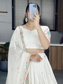 Classical OffWhite Embroidered Gorgette Lehenga
