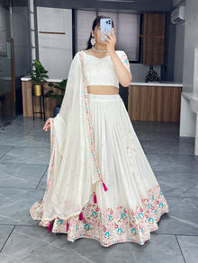 Classical OffWhite Embroidered Gorgette Lehenga
