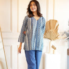 Beautiful Blue Cotton Top-Plazo Pant