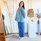 Beautiful Blue Cotton Top-Plazo Pant