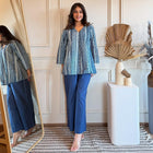 Beautiful Blue Cotton Top-Plazo Pant