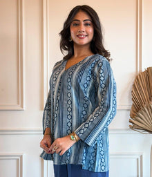 Beautiful Blue Cotton Top-Plazo Pant