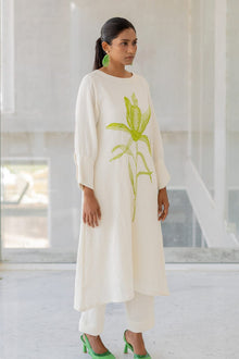 A-line Kurta Style Made From High-Quality Cotton Flex, Embellished With Embroidery Work On Top
