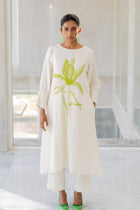 A-line Kurta Style Made From High-Quality Cotton Flex, Embellished With Embroidery Work On Top