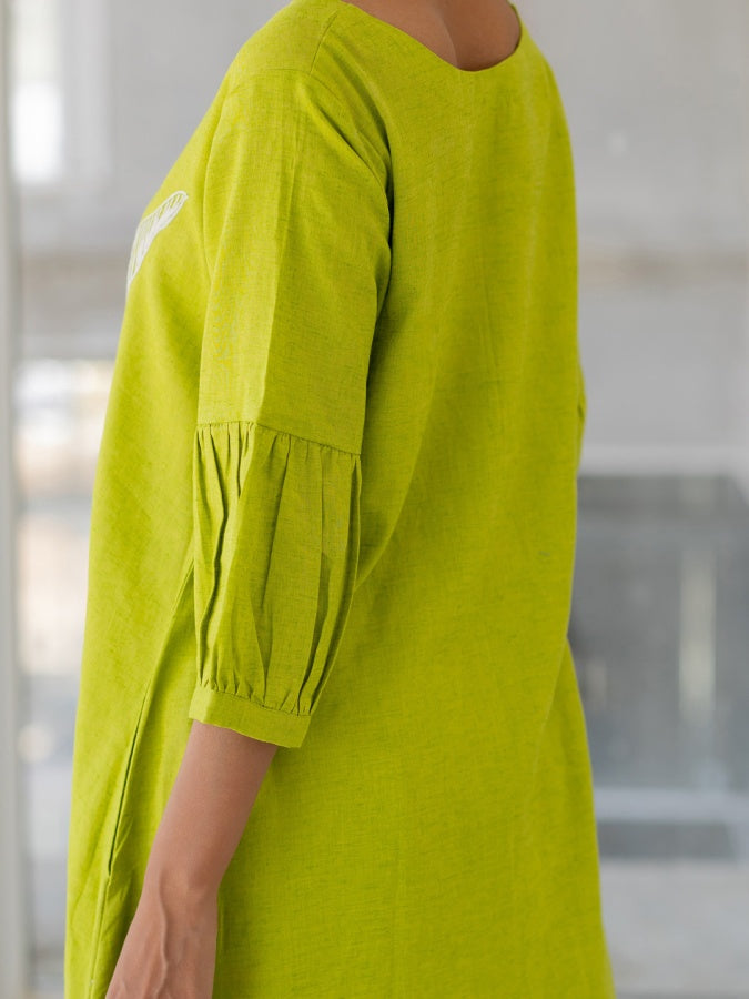 A-line Kurta Style Made From High-Quality Cotton Flex, Embellished With Embroidery Work On Top