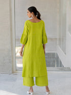 A-line Kurta Style Made From High-Quality Cotton Flex, Embellished With Embroidery Work On Top