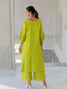 A-line Kurta Style Made From High-Quality Cotton Flex, Embellished With Embroidery Work On Top