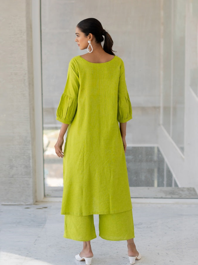 A-line Kurta Style Made From High-Quality Cotton Flex, Embellished With Embroidery Work On Top