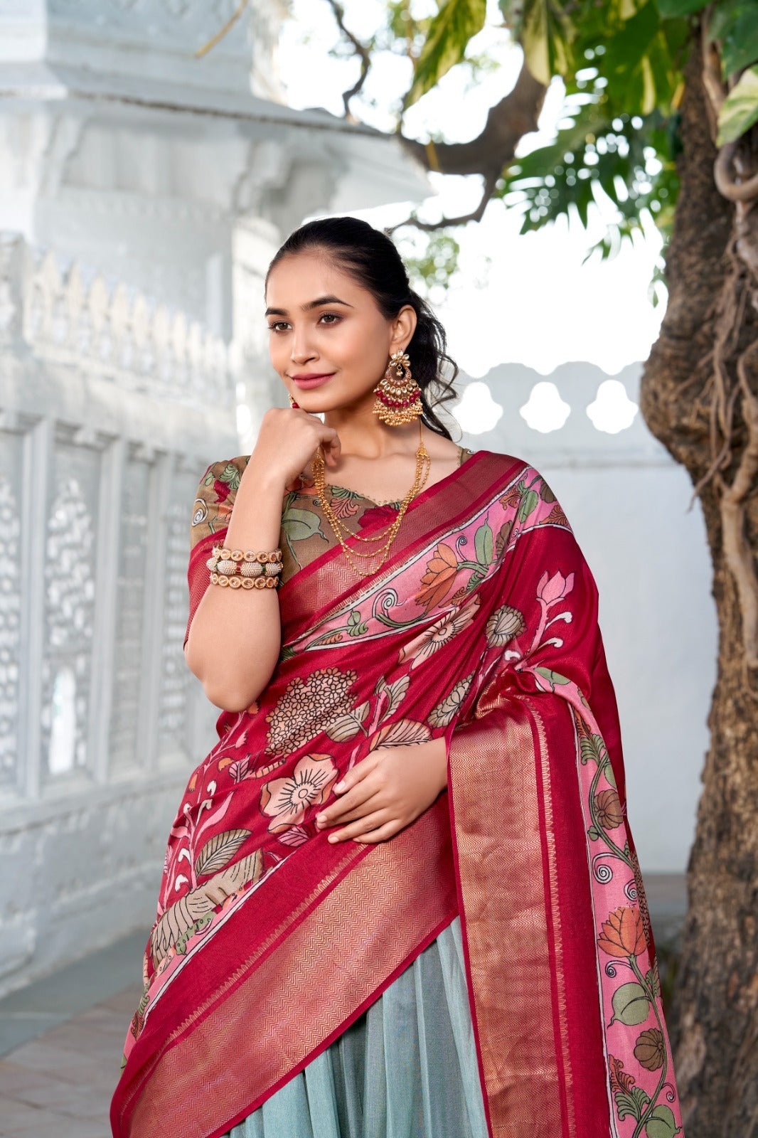 Tussar Silk Floral Print Lehenga Choli Set with Dupatta – Festive Wear Collection