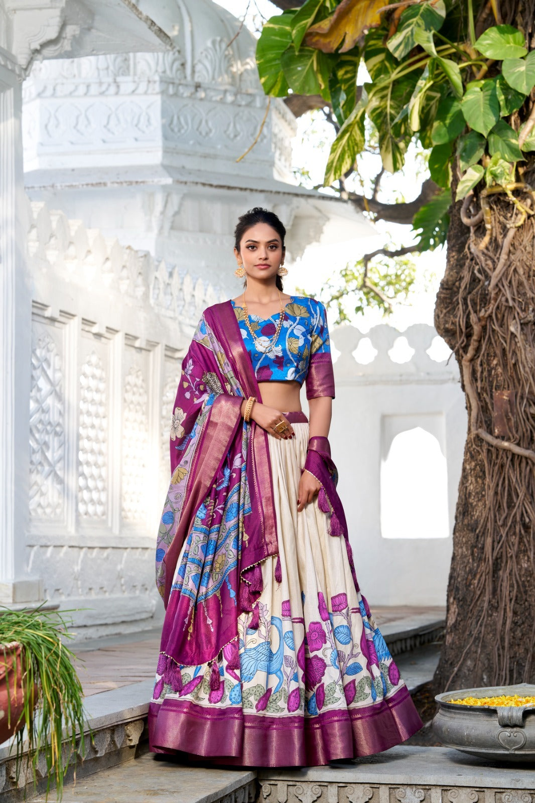 Tussar Silk Floral Print Lehenga Choli Set with Dupatta – Festive Wear Collection