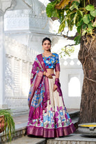 Tussar Silk Floral Print Lehenga Choli Set with Dupatta – Festive Wear Collection