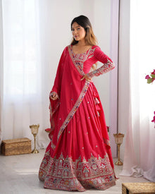 Elegant Chinon Embroidered Lehenga Choli Set with Dupatta – Festive & Wedding Wear