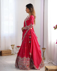 Elegant Chinon Embroidered Lehenga Choli Set with Dupatta – Festive & Wedding Wear