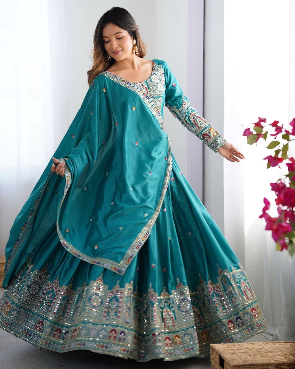Elegant Chinon Embroidered Lehenga Choli Set with Dupatta – Festive & Wedding Wear
