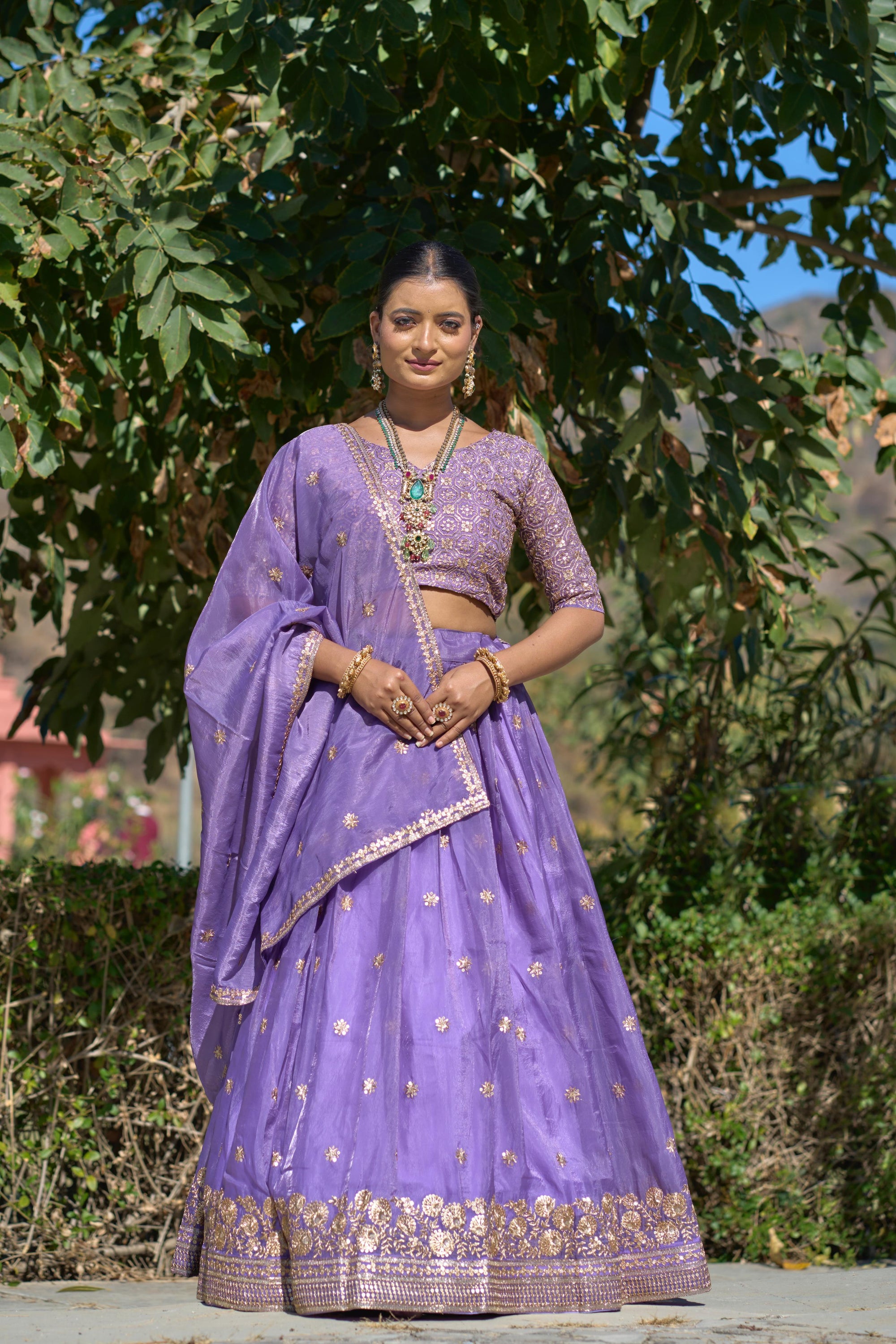 Gold Crush Purple Embroidery Lehenga👜 ✨