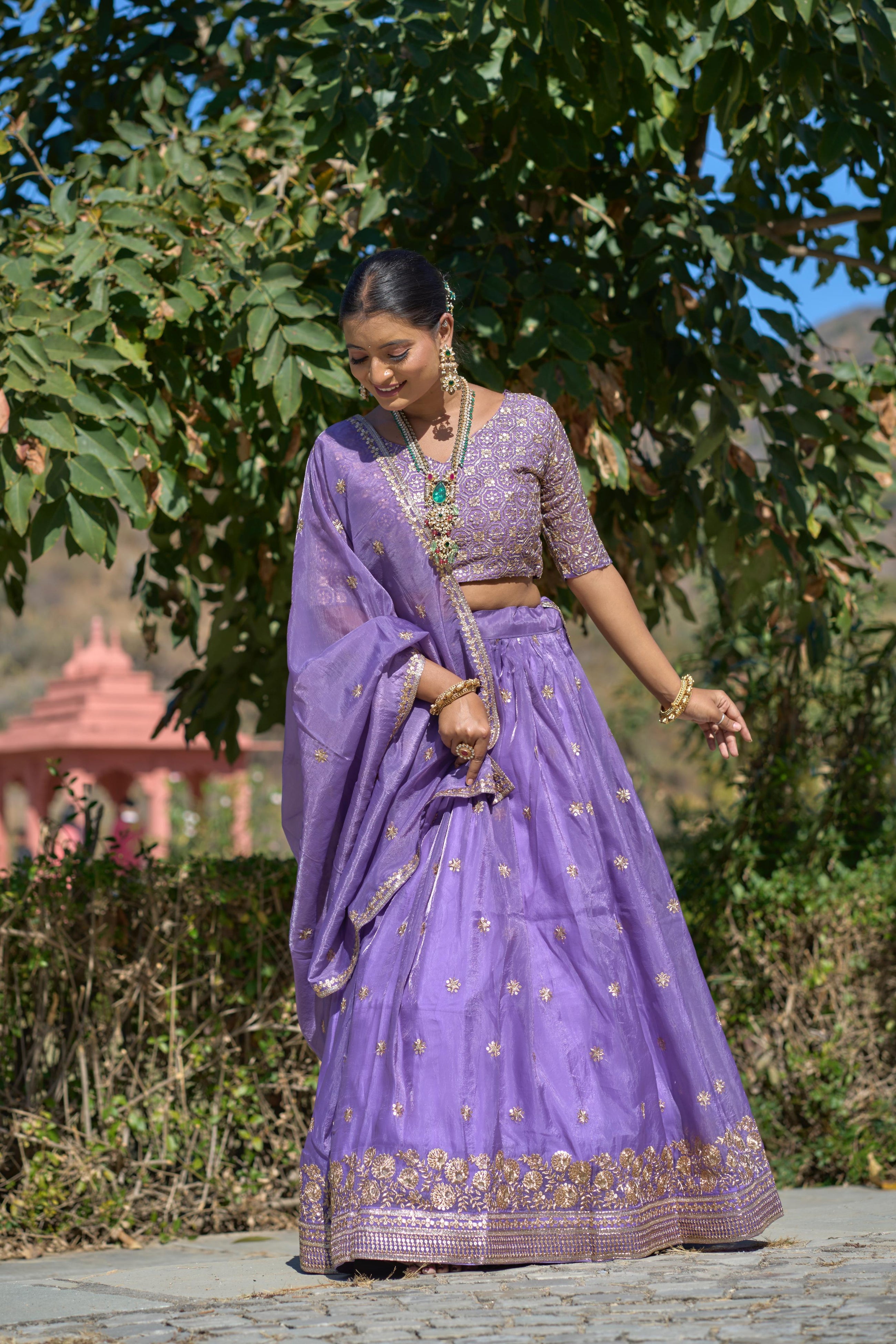 Gold Crush Purple Embroidery Lehenga👜 ✨