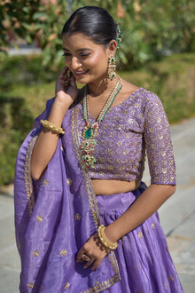 Gold Crush Purple Embroidery Lehenga👜 ✨