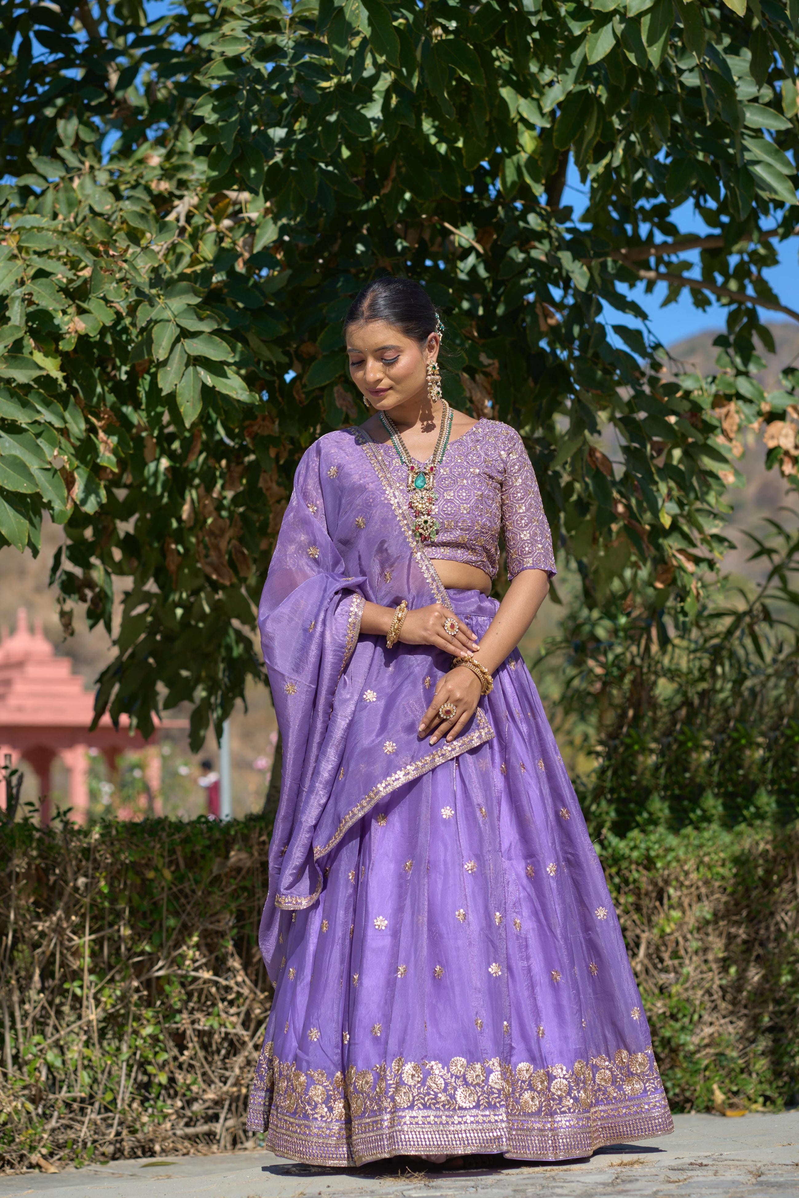 Gold Crush Purple Embroidery Lehenga👜 ✨