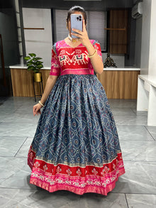 Soft Silk Bandhani Print Gowns with Foil Print 👜